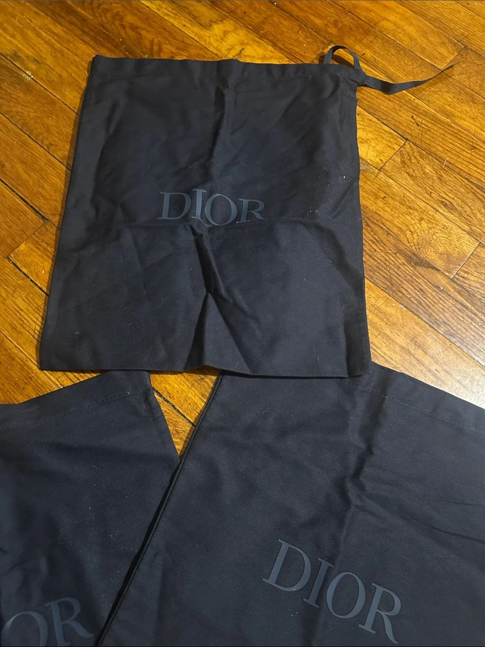 Dior Navy Blue Logo Drawstring Dust Bags - Set of Three